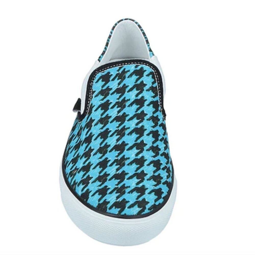 Vetements Baboush Blue houndstooth canvas slip on sneakers